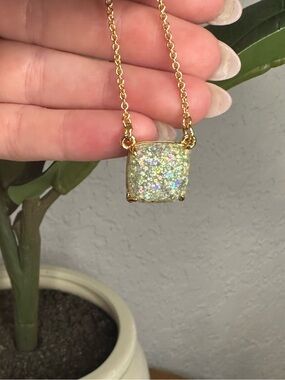 Kate Spade Gold Pendant Necklace with Sparkling Iridescent Druzy